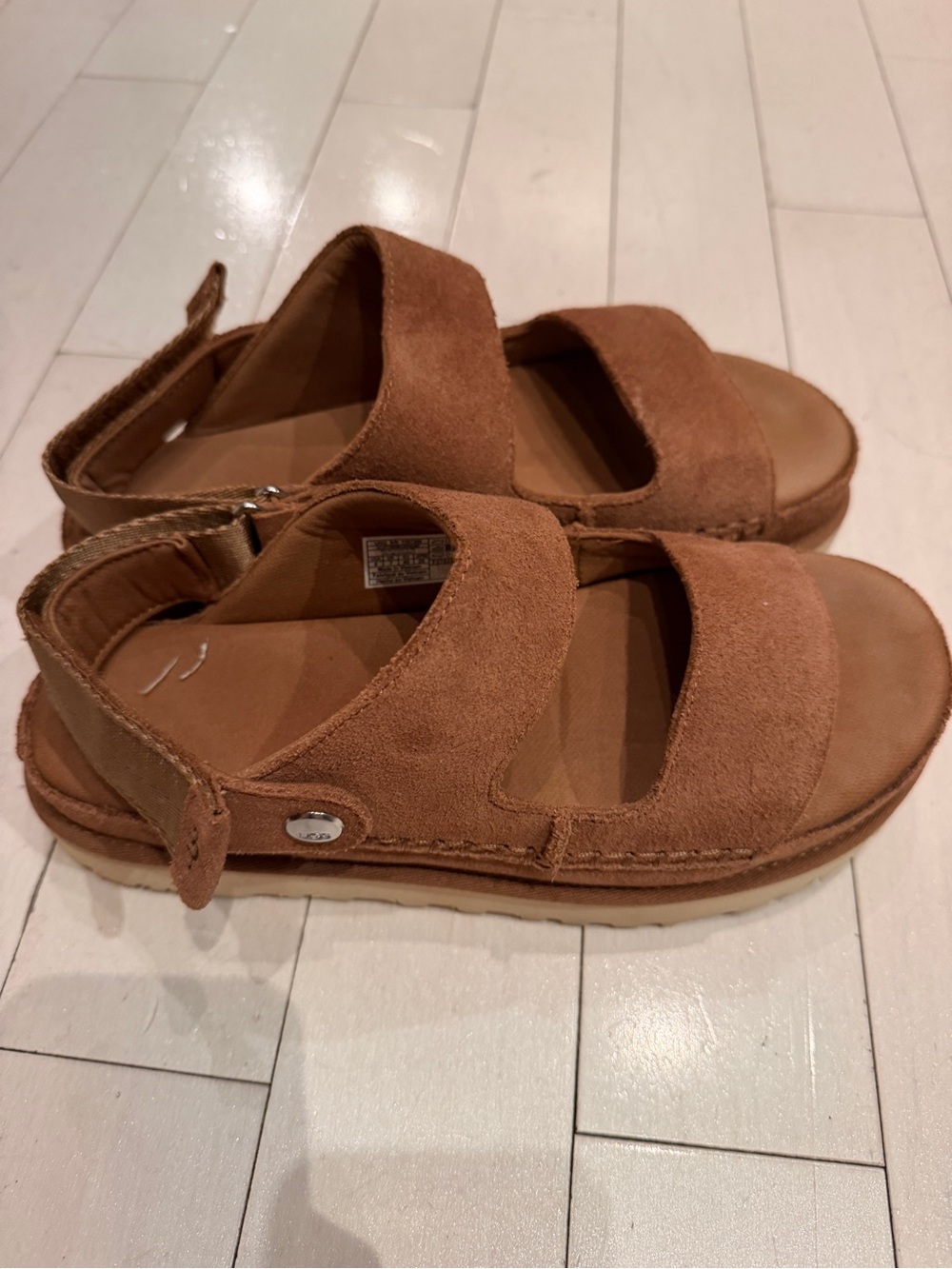 UGG Suede Double-Strap Sandals in Chestnut Brown